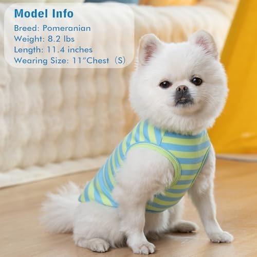 KYEESE 2Pack Cotton Dog Shirt for Small Medium Dogs Soft Striped Tank Top