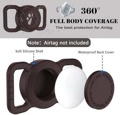 SANKALA Waterproof Airtag Dog Collar Holder, Coffee, 1 Pack