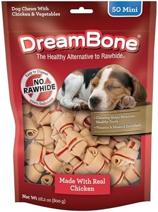 DreamBone Mini Bone Rawhide-Free Dog Treats With Real Protein, 50 Count
