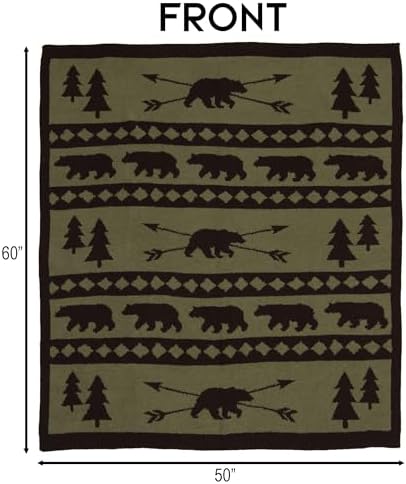 Carstens, Inc. Luxury Soft Stretchy Reversible Plush Throw Blanket, Large 50" x 60", Mountain Pine