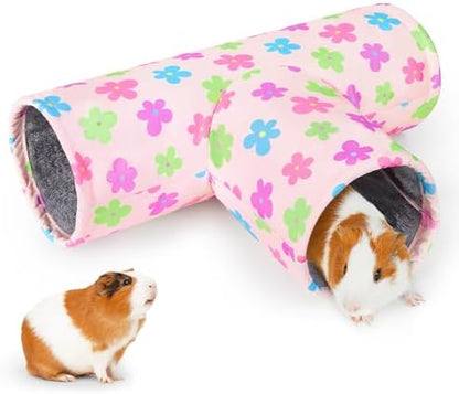 Glittme Washable Guinea Pig Tunnel, 17.7" Soft Plush Hideout for Small Pets