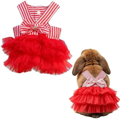 Bunny Dress Rabbit Tutu Skirt Holiday Outfit for Ferret (Red,XXL)