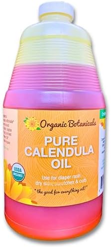 Calendula Oil Organic for Skin- Trauma Skincare from Local Infused Calendula Flowers, Eczema Oil, Certified Organic, 64 Oz
