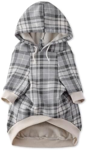 Pet Passion Rocky II Dog Hoodie, Gray Chesterfield Plaid, XX-Large