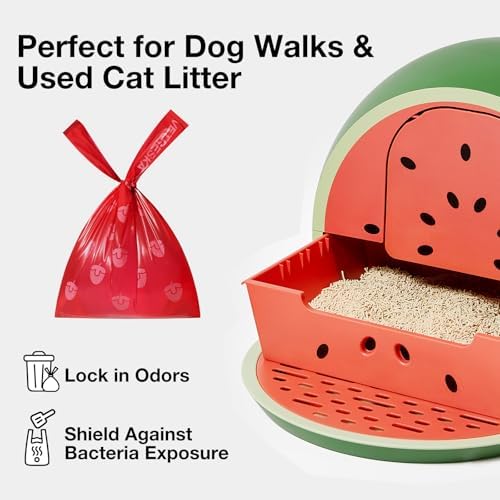 VETRESKA Dog Poop Bags with Handle 120 Count, Strawberry Scented Waste Bag