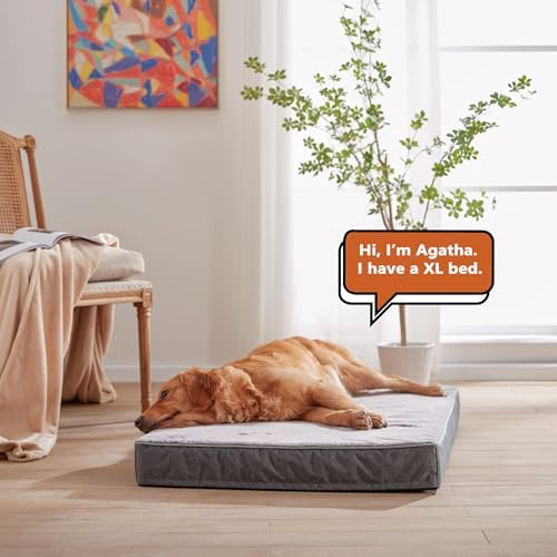 WATANIYA PET Cooling Dog Beds for Large Dogs, Washable Orthopedic Dog Bed for Crate with Joint Relief Memory Foam, Waterproof Liner and Plush Cover (36’’x 27’’)