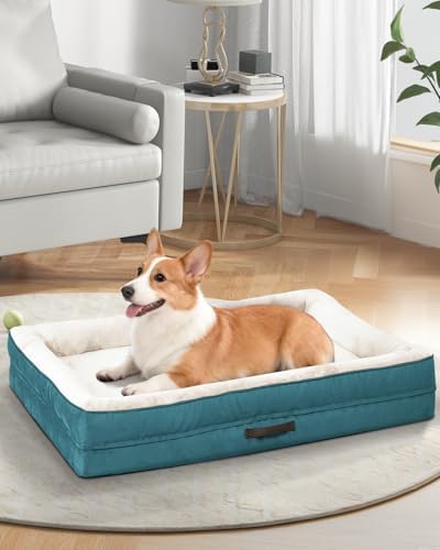 Upvilla Orthopedic Dog Bed, Four-Sided Medium Dog Sofa, Washable Cover Blue