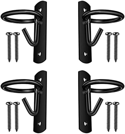 Metal Bucket Hangers for Horse Stalls - Wall Mount Bucket Holder for Grain Feed - Black