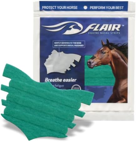 Flair Equine Nasal Strips for Horses (Turquoise, 6 Pack), Adhesive Equine Nasal Strips & Support, Breathing Improvement for Competition and Training Horses, Equine Health Supplies, Breathing Aid