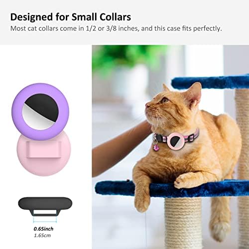 2022 Airtag Cat Collar Holder, Small AirTag Compatible Case - 2Pack Waterproof, Available in Pink&Purple