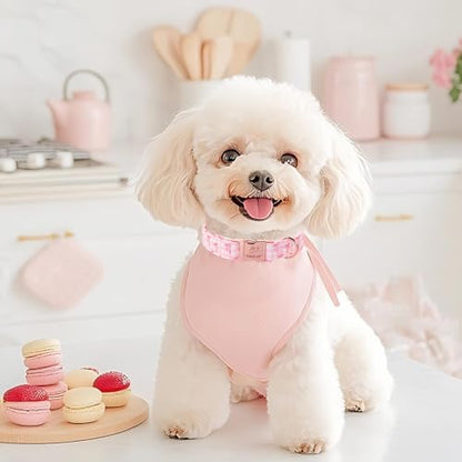 Girl Dog Collar, Sweetheart Girly Pink Bow Dog Collars, Adjustable Heavy Duty Spring/Summer Female Dogs Collar for Small Medium Large Dogs with Metal Buckle L