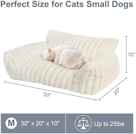 Dog Beds for Small Dogs,Cat Dog Couch Bed for Indoor Cats, Dog Sofa,M,White
