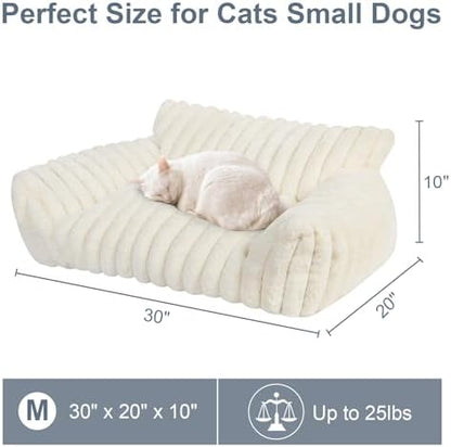 Dog Beds for Small Dogs,Cat Dog Couch Bed for Indoor Cats, Dog Sofa,M,White