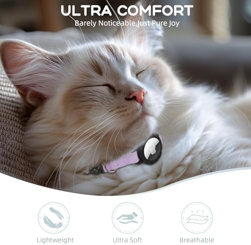 AirTag Cat Collars, Stretchy Collar with Air Tag Holder and Bell