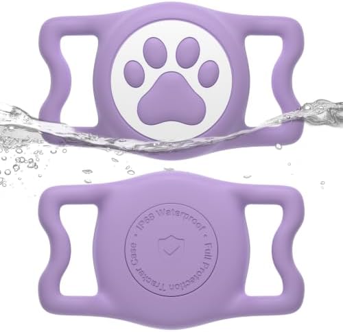 IP68 Waterproof Dog AirTag Holder for Dog Collar, Soft, Stretchy Silicone