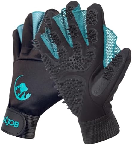COOLJOB Patented Pet Grooming Gloves with Web, Dog Washing, Bathing, Small