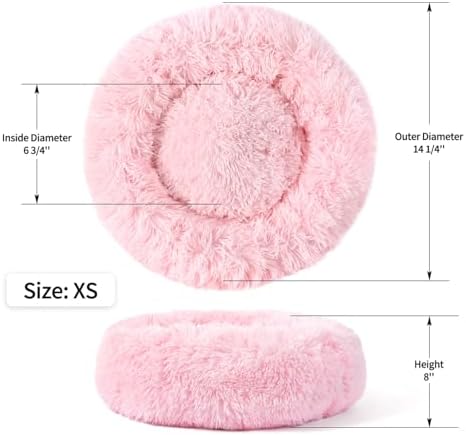 NOYAL Donut Dog Bed for Small Medium Pets, Plush Calming Faux Fur