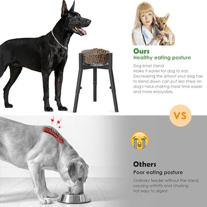 Dog Bowl Stand for Large Dogs, Adjustable Width & Height, Elevated Bowls for 7-10.7" Wide, 3 Height Adjustment, Tall Food and Water Holder, Single Holder, Bowl Not Included