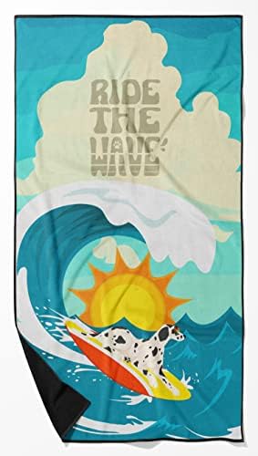 Caroline's Treasures MLM1212TWL3060 Surfer Dog Dalmatian Premium Beach Towel Oversized Towel Beach Blanket, Pool, Beach Essentials, Yoga, Premium Bath Towel, Quick Dry Plush