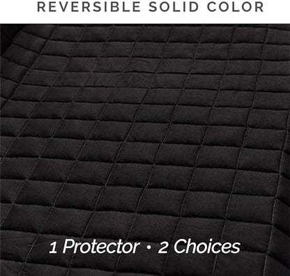 Elegant Comfort Quilted Furniture Protectors Solid and Printed Design Reversible Slipcovers Featuring Elastic Straps and Smart Pockets, Bloomingdale Wing Chair, Burgundy/Black