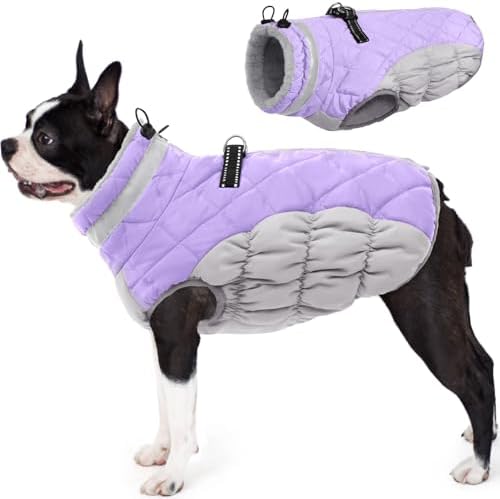 AOFITEE Dog Winter Coat Warm Dog Coat with Harness Waterproof Dogs Jacket