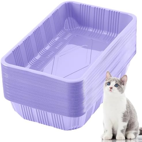 Tessco for You 60 Pack Disposable Litter Boxes for Cats,Light Purple