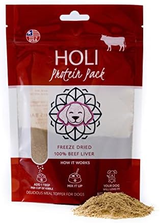 HOLI Beef Liver Powder Dog Food Topper – Freeze Dried Beef Liver Dog Topper for Dry Food – Single Ingredient, Human-Grade Meal Topper for Picky Dogs – Grain Free & All Natural - 4oz