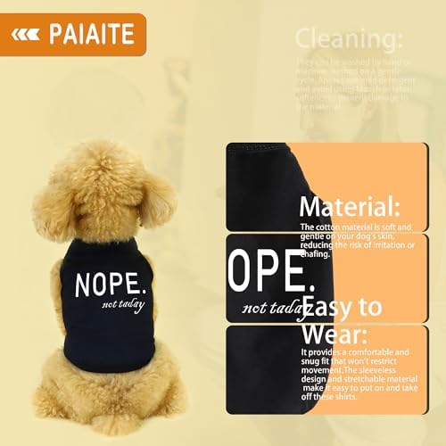 Discover Cozy Cotton Canine Wear: Soft, Lightweight, and Breathable Dog Shirt Vest with Eye-Catching Graphics(Nope not Today), Keeping Your Furry Friend Warm and Comfy! Black XS