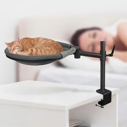 Cat Desk Bed - with 360° Rotating & Adjustable Height,Grey