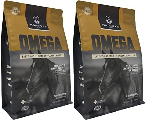 Majesty's Omega Wafers - Superior Horse/Equine Skin, Coat, and Immune Support Supplement - Omega 3, 6, 9, and Biotin (Regular, 2 Pack (120 Count Total))