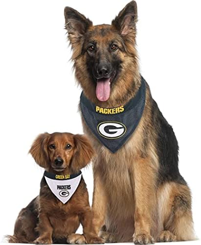 Pets First NFL DOG BANDANA - GREEN BAY PACKERS REVERSIBLE PET BANDANA. 2 Sided Sports Bandana with a PREMIUM Embroidery TEAM LOGO, Large/X-Large. - 2 Sizes & 32 NFL Teams available (GBP-3217-L-XL)