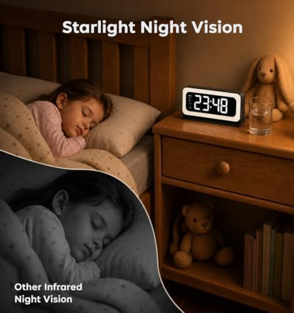 Gyliziex Clock Camera 2K, 5Ghz & 2.4Ghz WiFi Indoor Security Camera with Alarm, Full Colored Night Vision, Smart Motion Detection, Local Storage