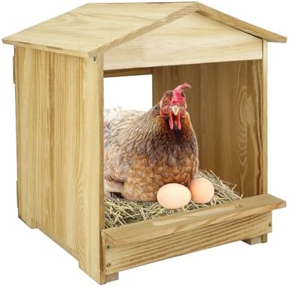 Chicken Nesting Box 1 Compartments - Wall Mount Wooden Egg Laying Nest Box for Chicken Coop, Easy to Assemble & Versatile Use for Hens, Ducks, Chickens