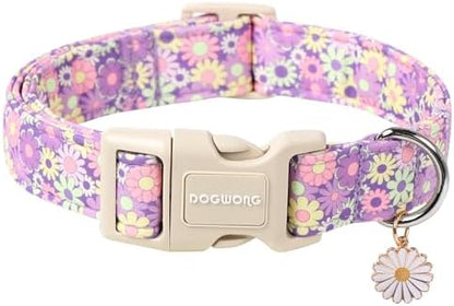 DOGWONG Flower Dog Collar, Girl Daisy Dog Collar Durable Ice Cream Pet Dog Collars Cute Summer Beach Puppy Necklace for Small Medium Large Dogs