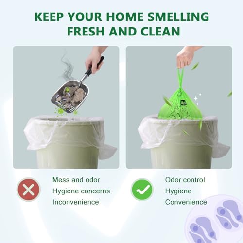 Biodegradable Poop Bags for Cat - 110 Count, Durable Cat Litter Bags for Poop with Handles, Scented Poop Bags for Litter Box, Leakproof Cat Waste Bags