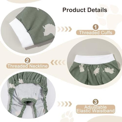 Bienbee Dog Pajamas, 4 Pack Dog Recovery Suit Shedding Suit Cute Soft Puppy Clothes Dogs Pjs Onesies Jammies Adjustable Breathable & Stretchy Clothes for Small Medium Large Dogs Girl Boy Puppy-2XL