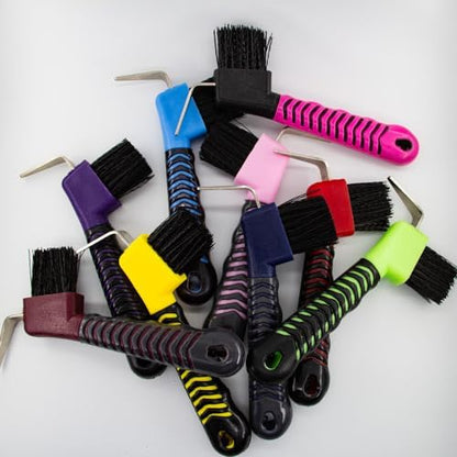Horse Grooming Tool - Hoof Brush with Stiff Bristled Bristles and Soft Rubber Handle, Efficiently Cleans Horse Hooves and Doubles as a Mud Remover for Boots, Random Color 4PCS