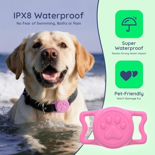 IP68 Waterproof Dog AirTag Holder for Dog Collar, Soft, Stretchy Silicone