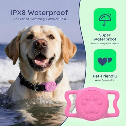 IP68 Waterproof Dog AirTag Holder for Dog Collar, Soft, Stretchy Silicone