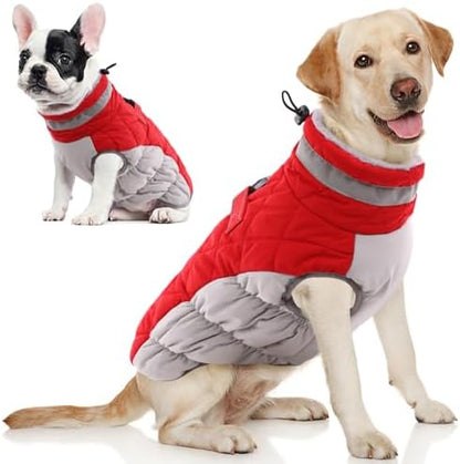 AOFITEE Dog Coat for Large Dogs Waterproof Dog Winter Jacket with Harness