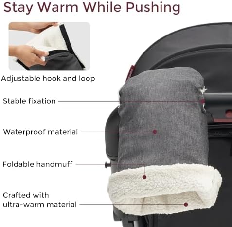 Momcozy Universal Stroller Gloves, Plush Weatherproof Winter Handmuffs