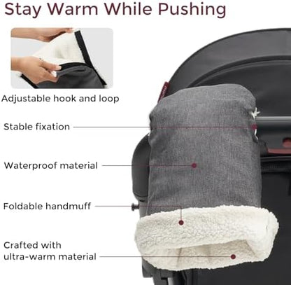 Momcozy Universal Stroller Gloves, Plush Weatherproof Winter Handmuffs