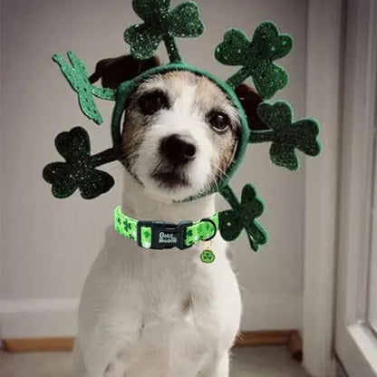 St Patrick's Green Trefoil Print Dog Collar for Small Dogs