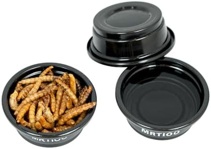 Lizard Crested Gecko Food Water Feeding Cups, 100 pcs, 0.5oz - Black