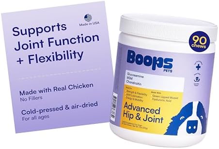 Advanced Hip & Joint Supplement for Dogs - 90 Soft Chews with Glucosamine, MSM, Chondroitin & Multivitamins - Supports Mobility & Flexibility - Made with Pasture-Raised Chicken