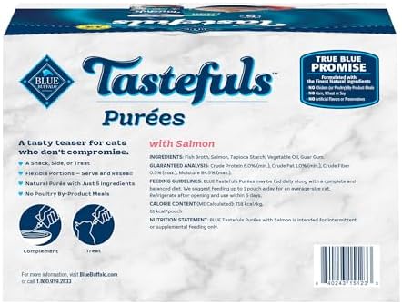 Blue Buffalo Tastefuls Purees Salmon Cat Food Topper, 3 oz, 12 ct