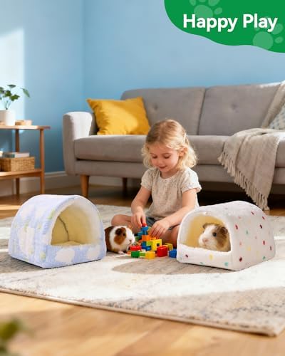 Guinea Pig Hideout Winter Warming Guinea Pig House,Washable Hamster Hideout Small Winter Fluffy Warm Cave for Parrot, Hamsters, Guinea Pigs & Small Animals, Machine Washable Cozy