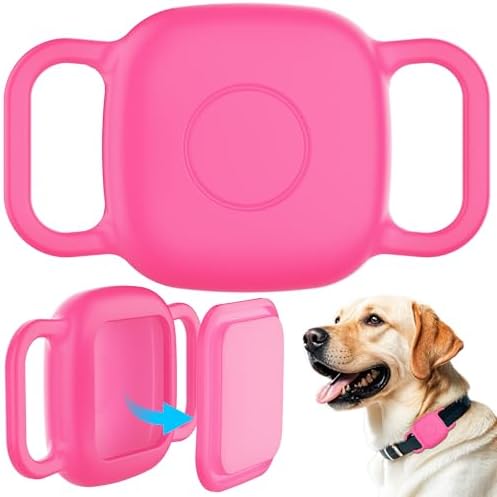 DDJ Waterproof Dog Collar Holder for Life360 Tile Mate Tracker, 2-Pack Durable Silicone Cover, Anti Lost for Life 360 Tile Tracker Case for Cat & pet Collars, Easy Installation, Black,Pink Punch