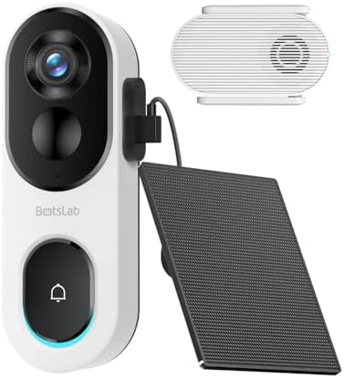 BOTSLAB Solar Doorbell Camera Wireless, No Subscription,2K Head-to-Toe View