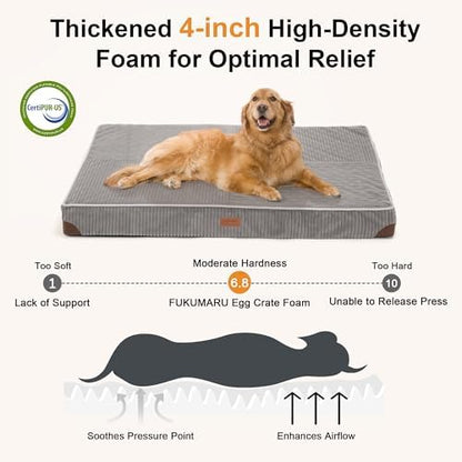 FUKUMARU X-Large Dog Bed, Thickened Waterproof Dog Mat with Washable Cover